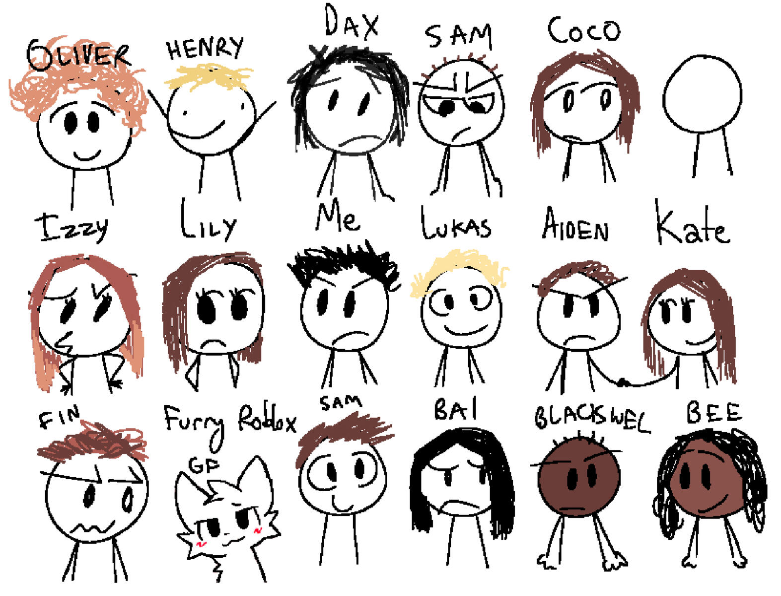 Me and my friends. Drawn for someone's birthday!