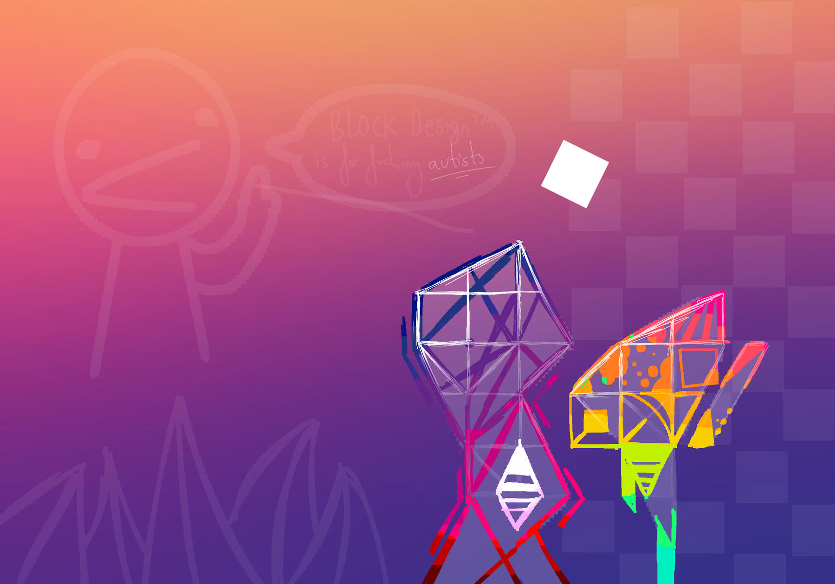 I don't even know what this one is supposed to represent, but it's worth chucking in for padding. Geometry Dash 10 Year Anniversary fan artwork.