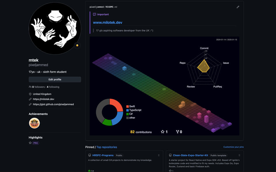 My GitHub profile (January 2025).